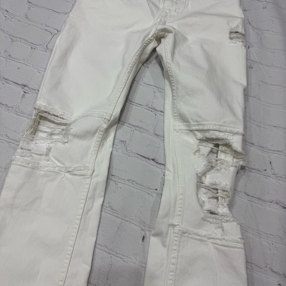 ZARA MAN Men's White Distressed skinny stretch Jeans floral appliqué size 32 GUC - Picture 14 of 15